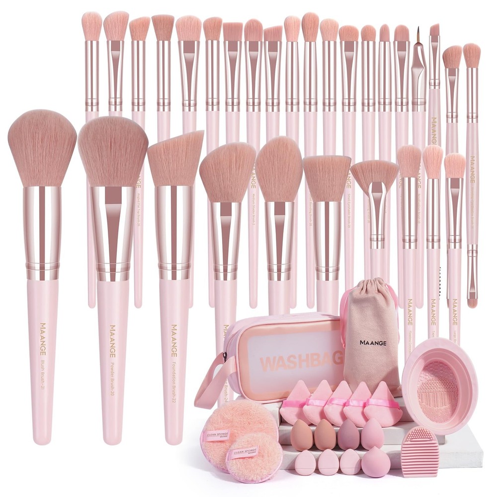 MAANGE 49-Piece Makeup Brush Set with Multi-Functional Tools for Flawless Application