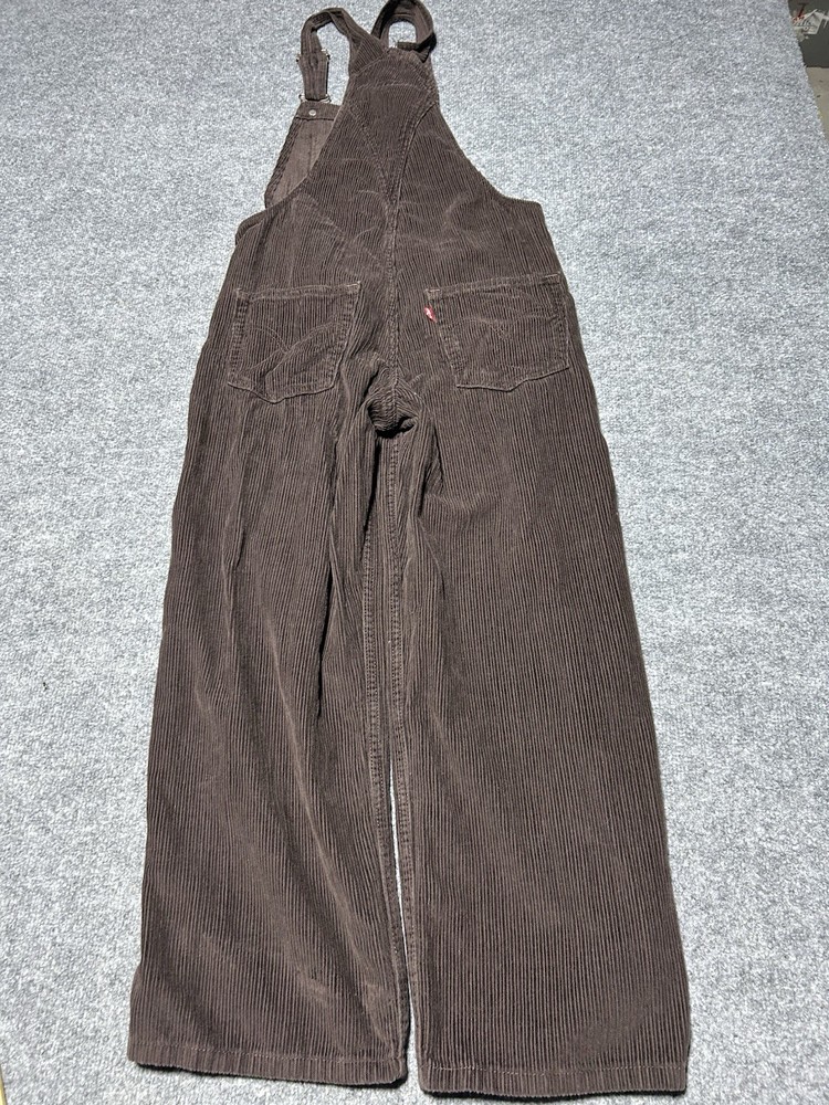Levi's Premium Baggy Corduroy Women's Overalls Size XS Brown Red Tab Irregular