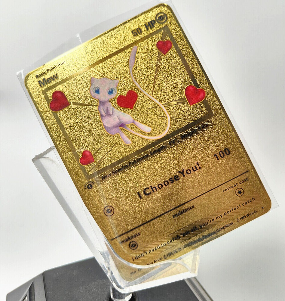 Mew I choose You! Love Gold Metal Pokémon Card- Collectible/Gift/Display