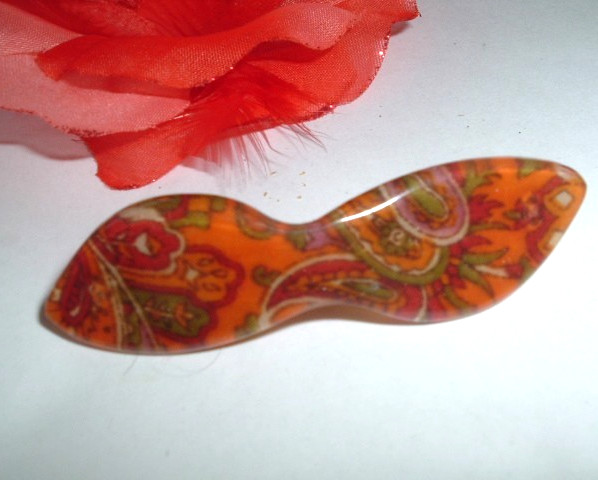 Vintage French Paisley Lucite Hair Barrette