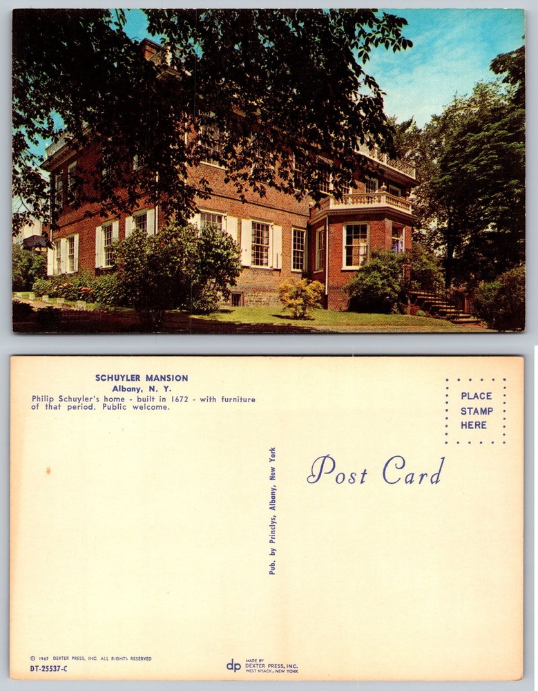 Schuyler Mansion Albany NY Vintage Postcard 1967 Dexter Press Chrome