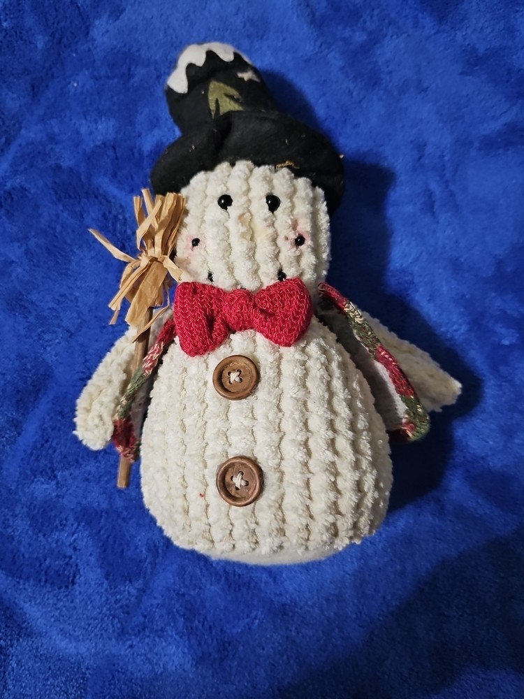 Hobby Lobby Snowman Stove Top Hat & Broom Beanbag figurine
