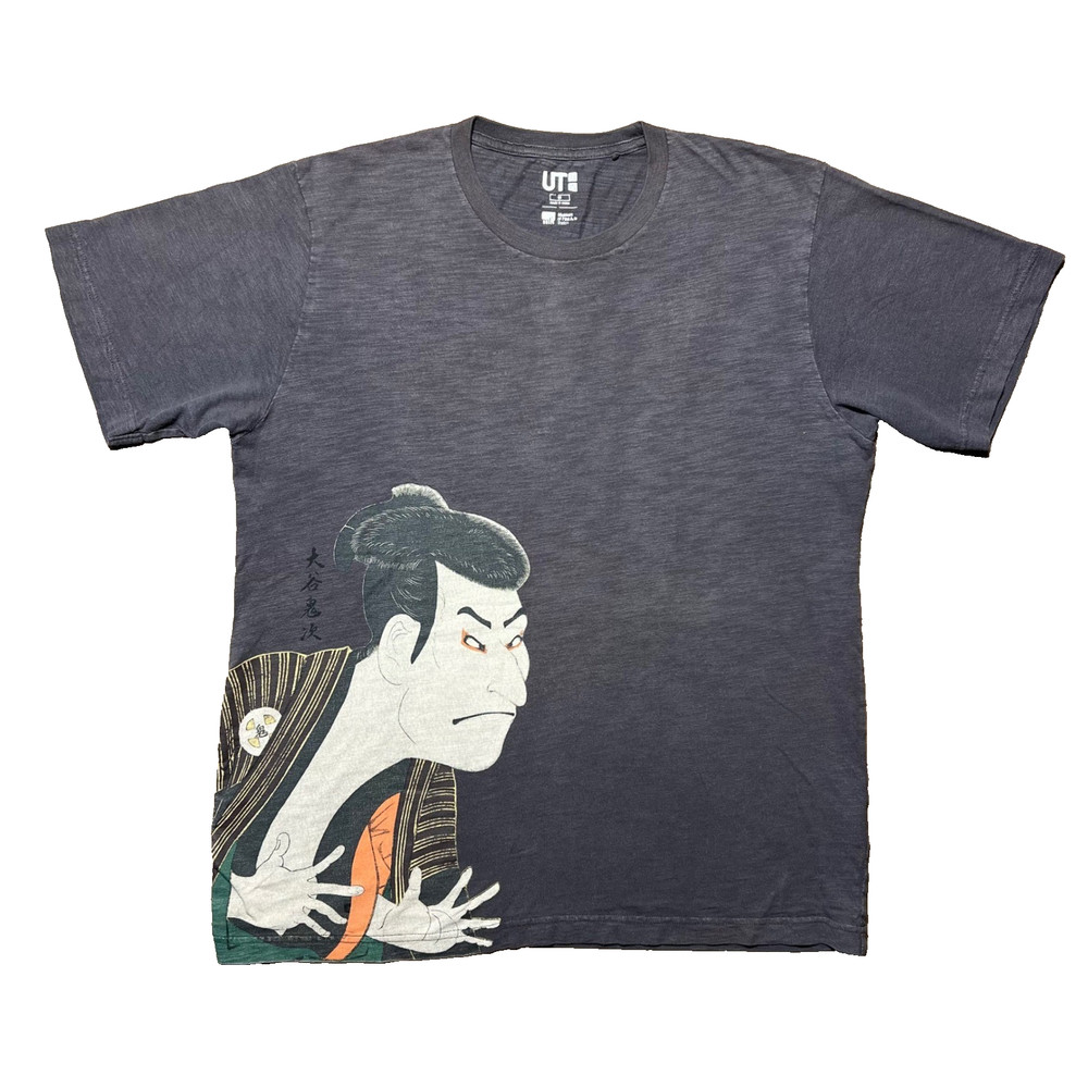 Uniqlo UT MFA Boston Sharaku Kabuki Graphic T Shirt Mens Medium Charcoal Grey