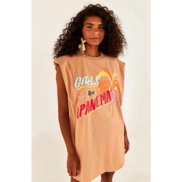 Farm Rio Graphic T-Shirt Dress Coverup  Womens Medium