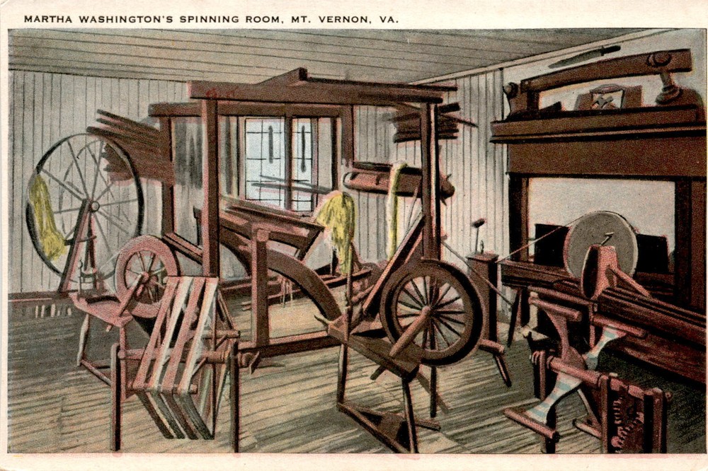 MT. VERNON, VA, SPINNING ROOM, MARTHA WASHINGTON'S, SP Postcard