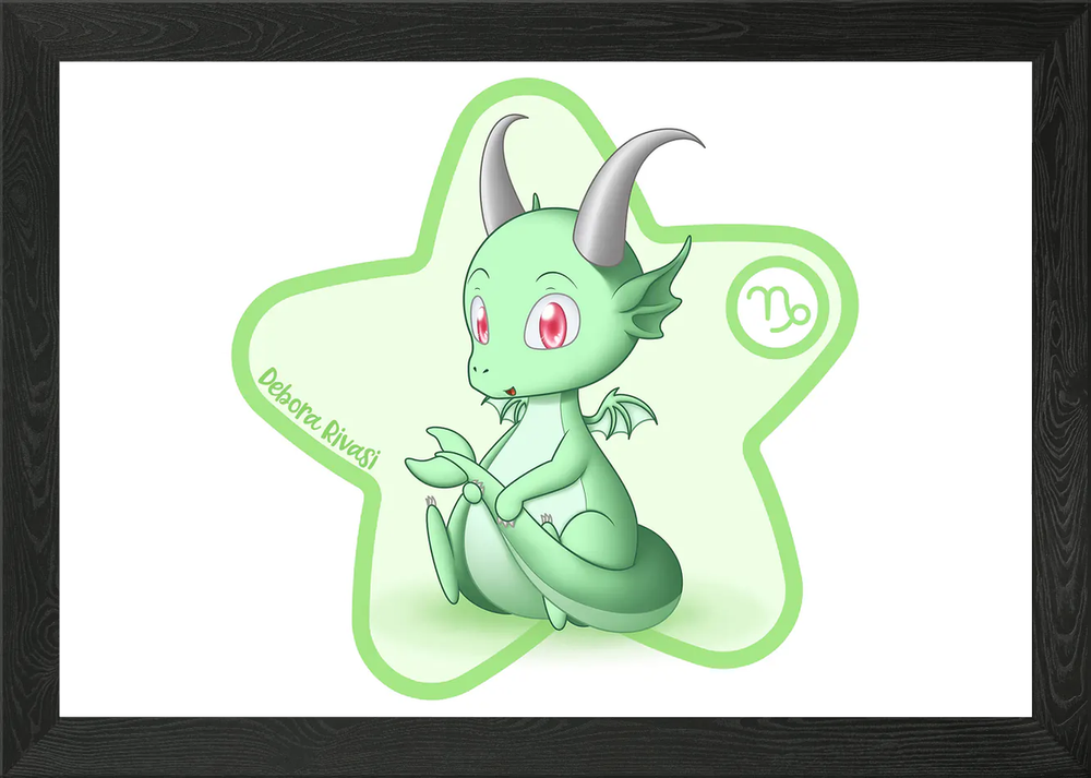 Zodiac Dragon Capricorn Framed Wall Art Poster Canvas Print Picture