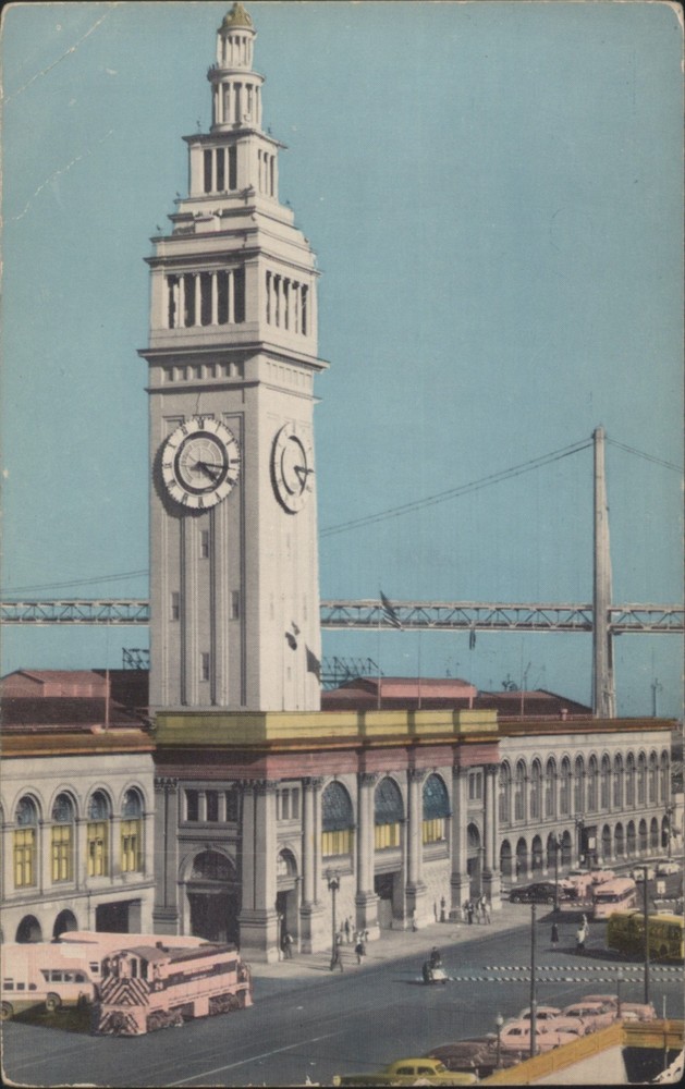 San Francisco, California CA Ferry Building & Francisco-Oakland Bay Bridge