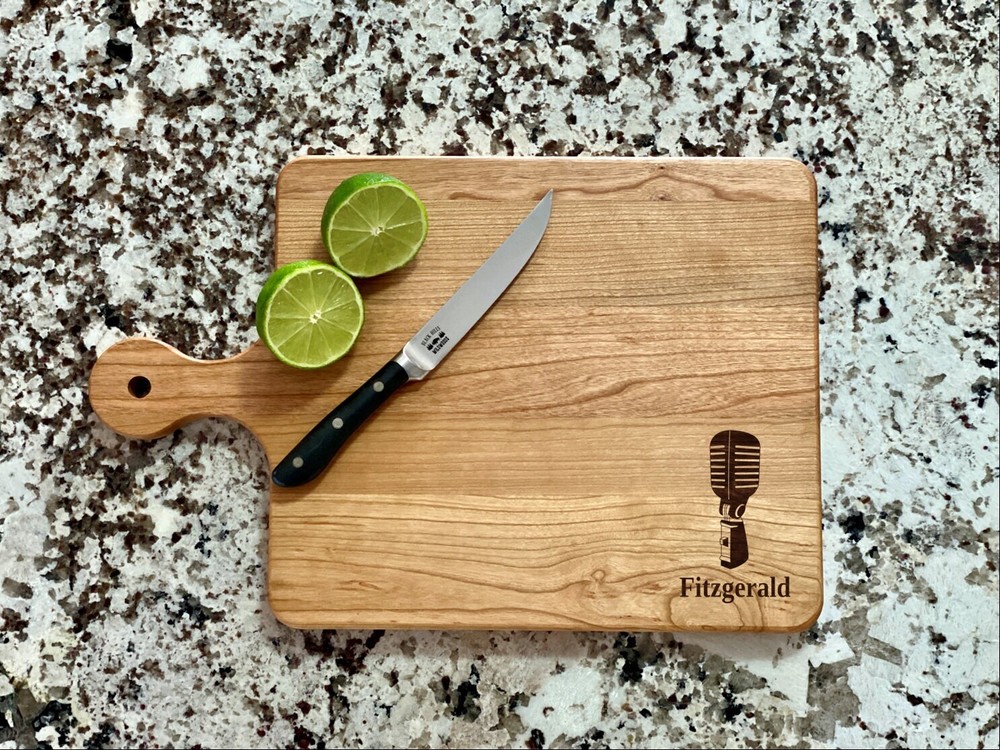Microphone Cutting Board |  Radio Announcer Charcuterie Board | Custom Serving