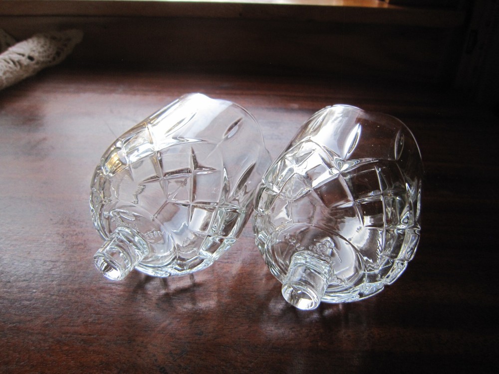2 Homco Home Interiors Clear Cross Hatch Sconce Votive Cup Peg Holder USA