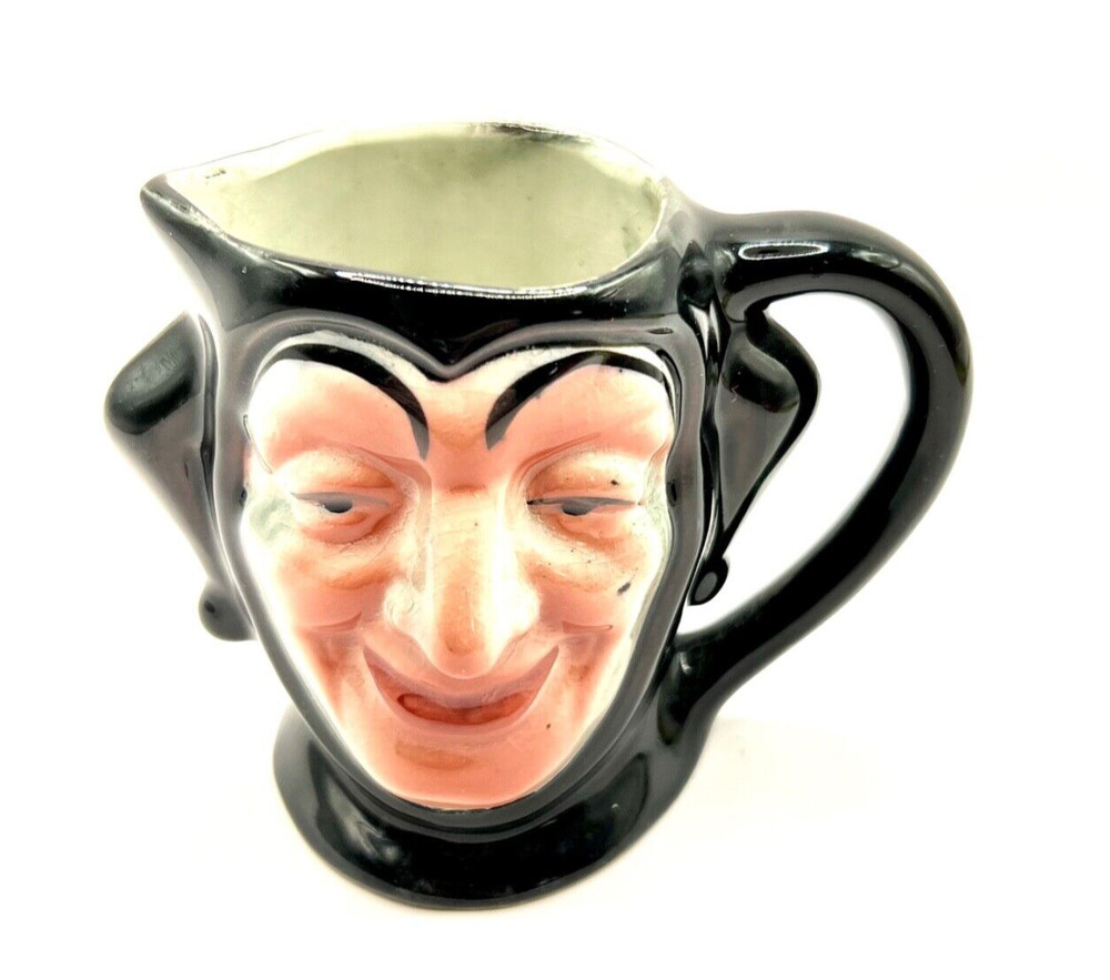 Vintage Jester Creamer Pitcher Figural Head Clown Ceramic Toby Jug Face Mug VTG