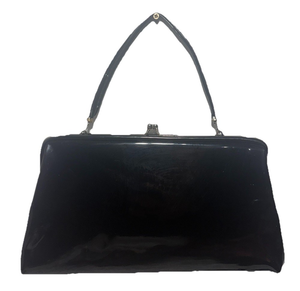 Vintage Black Patent Clutch Handbag