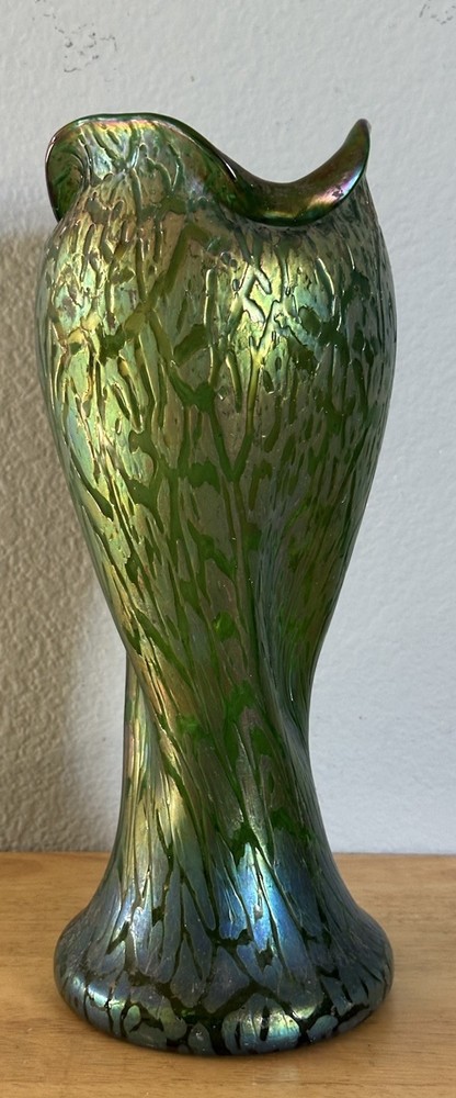 C1900 Rindskopf Antique Bohemian Art Glass Vase Art Nouveau  Loetz 13”