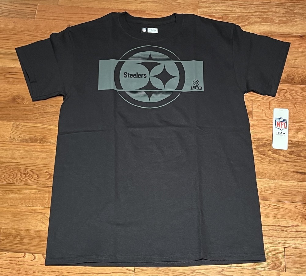 NFL Team Apparel Mens T-shirt Pittsburgh Steelers Short Sleeve Black Medium NWT