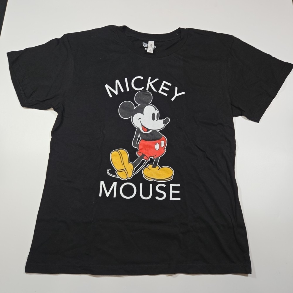 Disney Mickey Mouse T-Shirt Large Black Zuni Sportswear Graphic Short Sleeve L