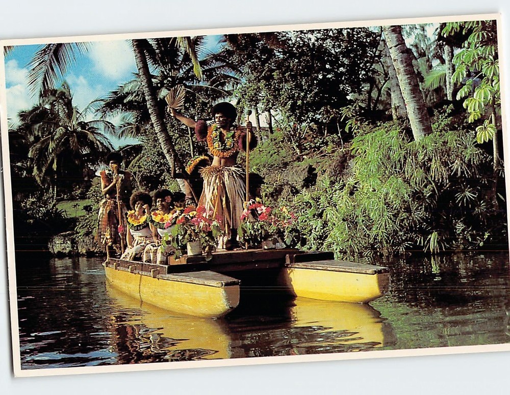 Postcard Fijian Performers Pageant of Canoes Polynesian Cultural Center HI USA