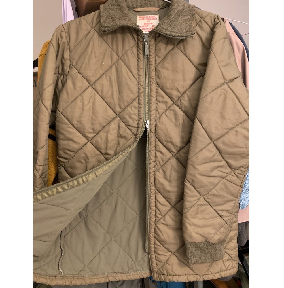 80s German Army Bundeswehr Drab Olive Green Lightweight Quilted Jacket Liner