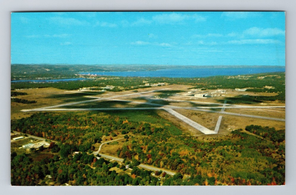 Traverse City MI-Michigan Aerial Cherry Capitol Airport Vintage Postcard Postal