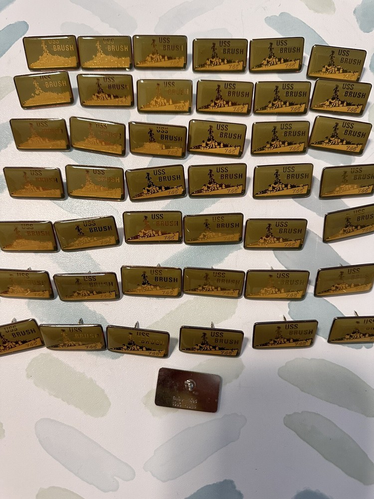 Vintage USS Brush 745 Ship Pin 1943-1984 Military Collectible