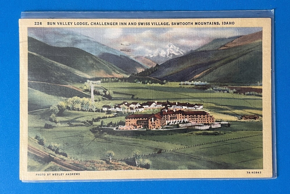 Sun Valley Idaho Lodge Challenger Inn Swiss Village Sawtooth Mountains Postcard