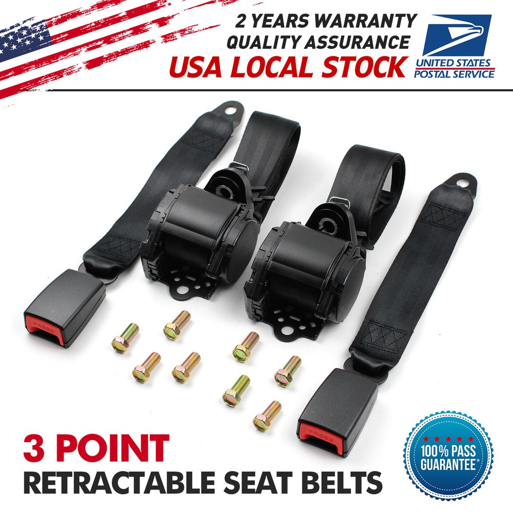 2pcs Universal 3 point Retractable Seat Belt Lap Belt quality and inexpensive US