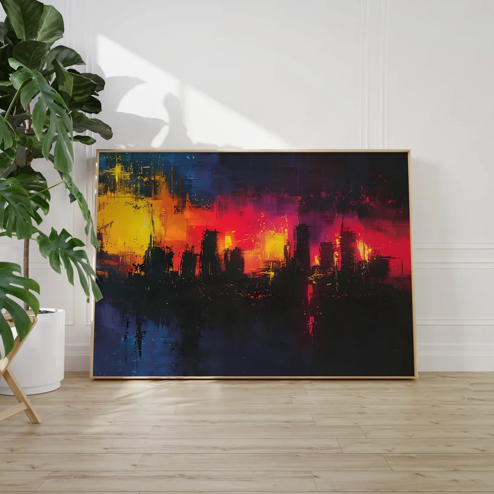 Beautiful City Art with Abstract Colors Poster Premium Quality Choose your Size-image