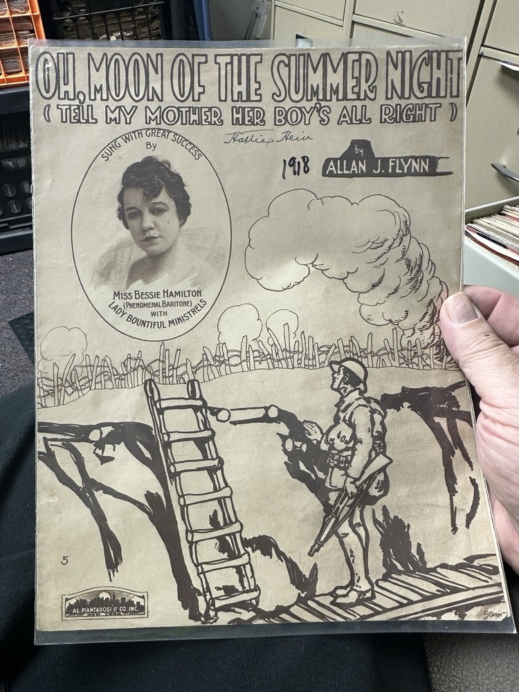 1918 WW1 sheet music OH MOON OF THE SUMMER NIGHT by Allan Flynn