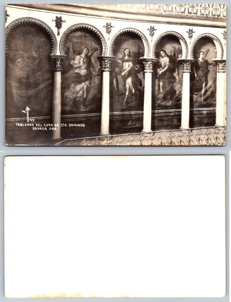 RPPC Santo Domingo Choir Oaxaca Mexico Angels Painting Real Photo Postcard