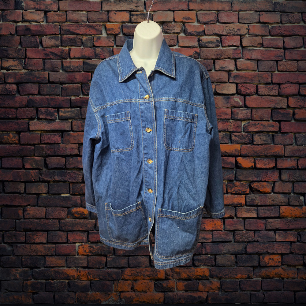Vintage 90s Cabin Creek Womens Denim Shirt Jacket Large Blue Button Up