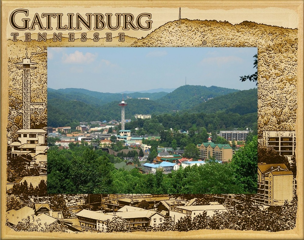 Gatlinburg Tennessee Laser Engraved Wood Picture Frame Landscape (4 x 6)
