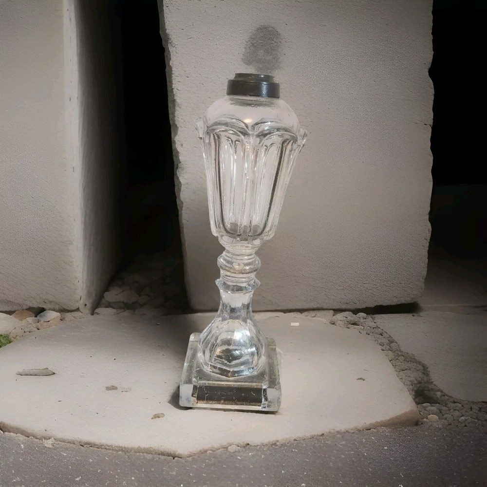 Antique Glass Whale Oil Fluid Stand Lamp Base Art Deco