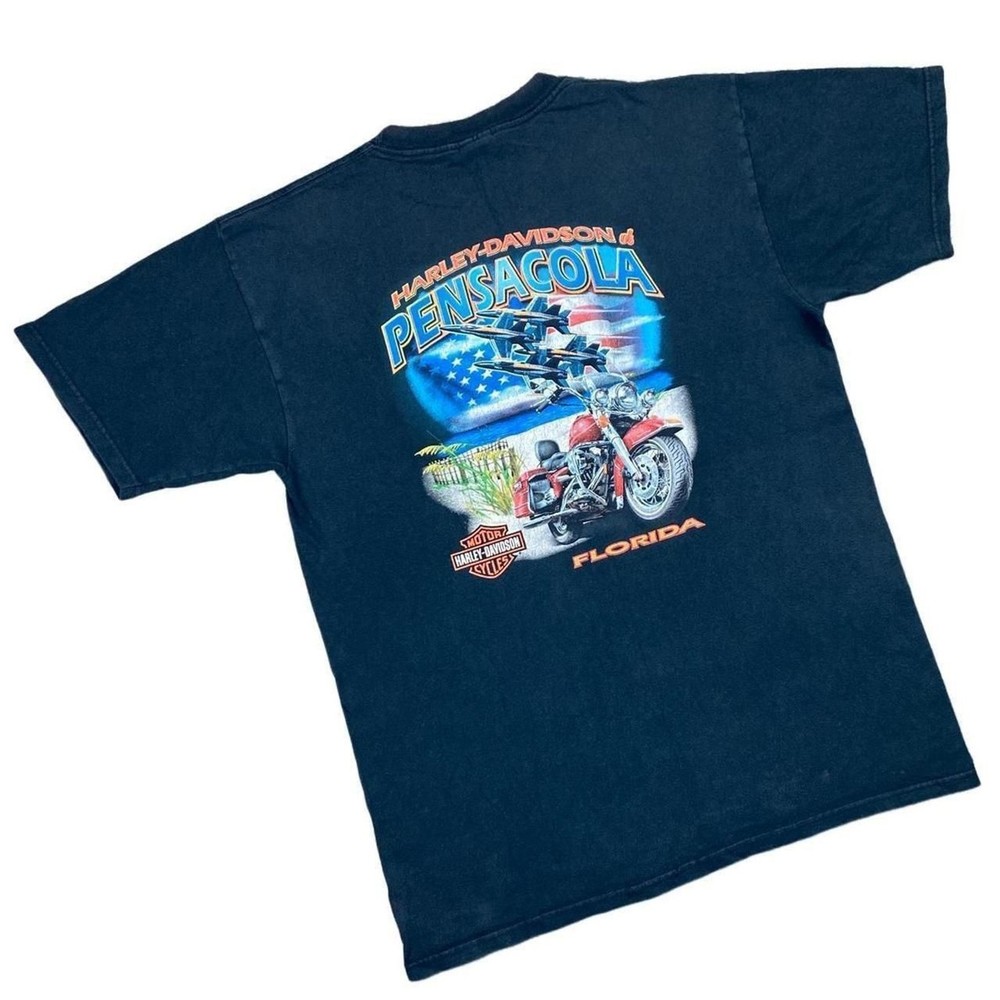 Harley-davidson Men's Black and Orange T-shirt