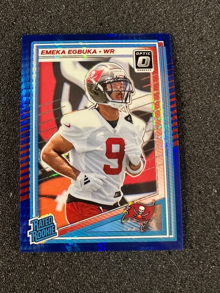 2025 Donruss Optic Football Rated Rookie Emeka Egbuka Blue Hyper Prizm RC #265