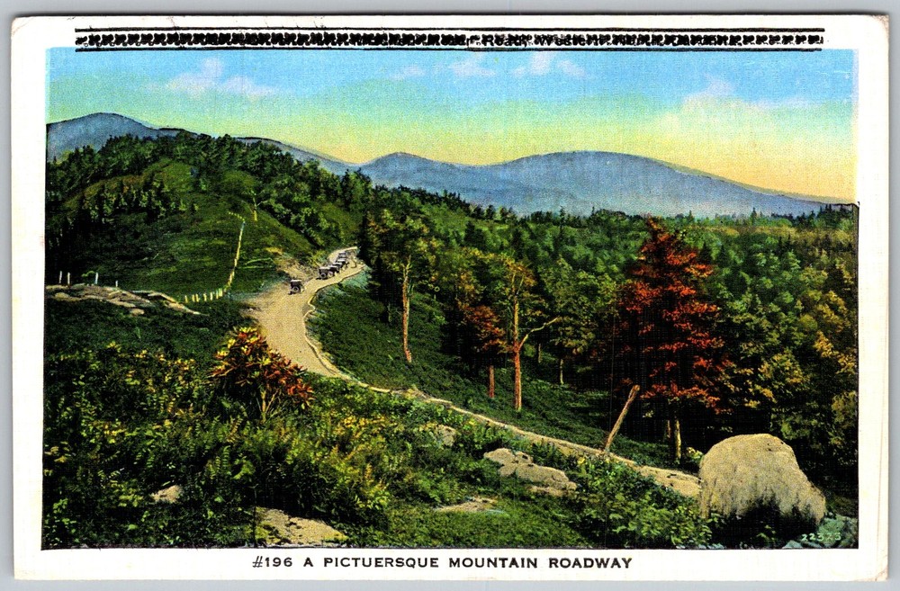 Vtg Linen Postcard Mountain Roadway Scene 1930s