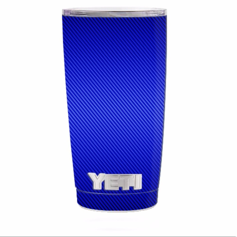 Skin Decal for Yeti 20 oz Rambler Tumbler / Blue Carbon Fiber graphite