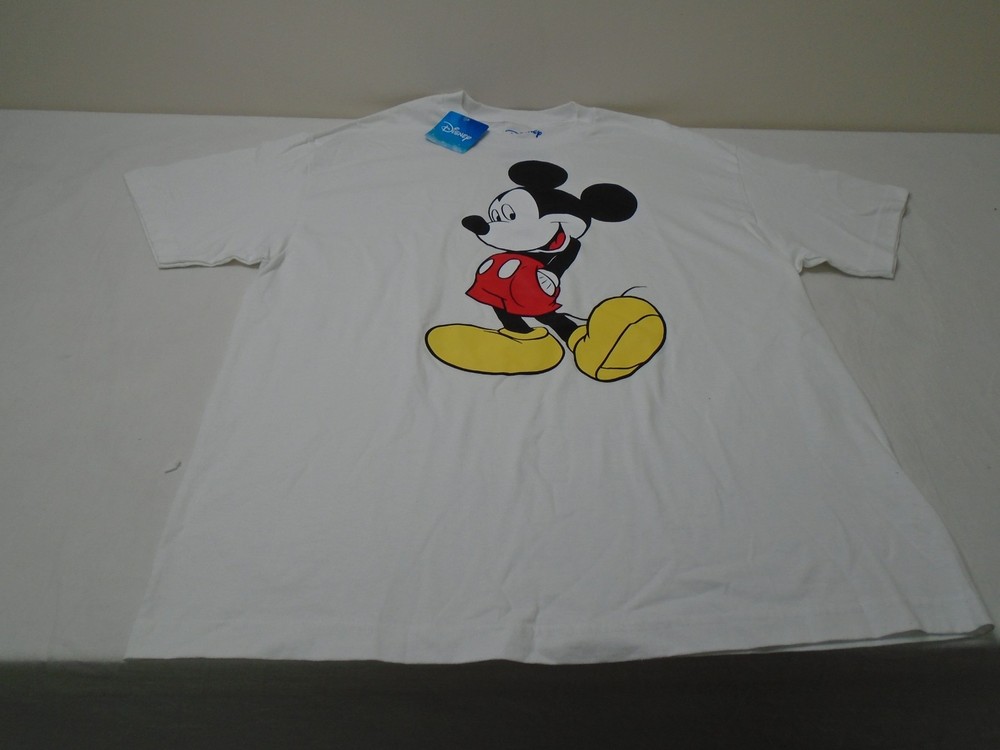 Disney Mickey Mouse Classic Distressed Unisex White Retro Graphic T-Shirt XL NWT