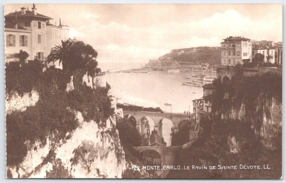 Vintage Monte Carlo Ravin de Sainte Dévote Postcard Lévy Fils & Cie Monaco