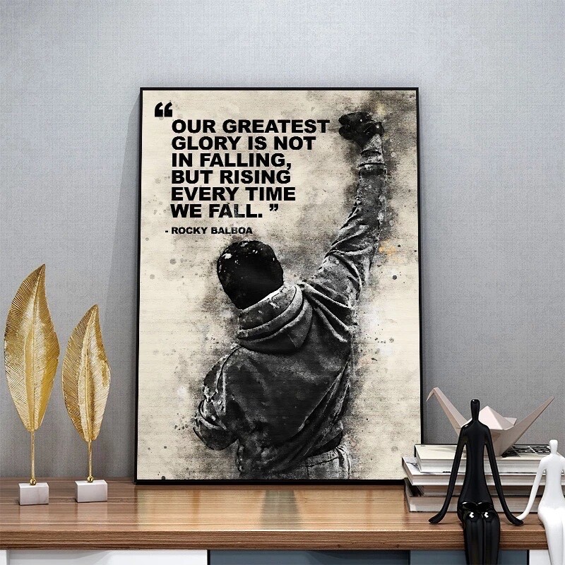 Rocky Balboa Quote Motivational canvas Gym Painting Street Art Modern Wall Decor