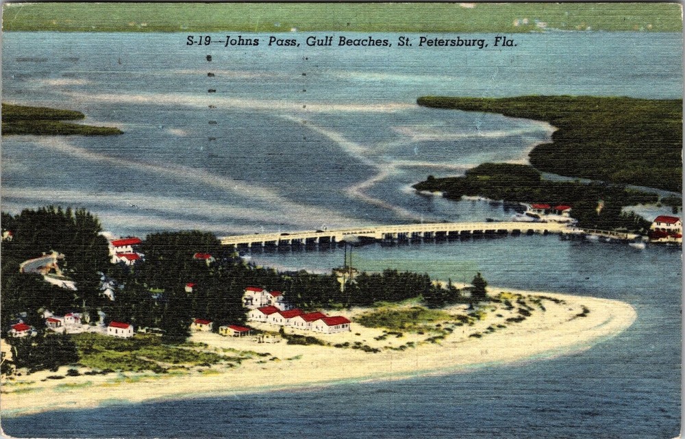 St Petersburg FL-Florida, Johns Pass, Gulf Beaches, Vintage Postcard