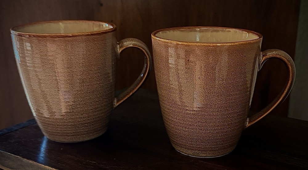 Sango ROMA CARAMEL 4815 Brown Ceramic Mug Set of 2 Dishwasher Microwave Safe