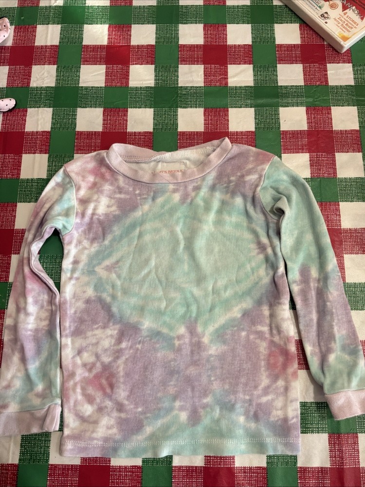 Burt's Bees Kids Long Sleeve Tie Dye Tee Shirt Size 3T Purple Blue White