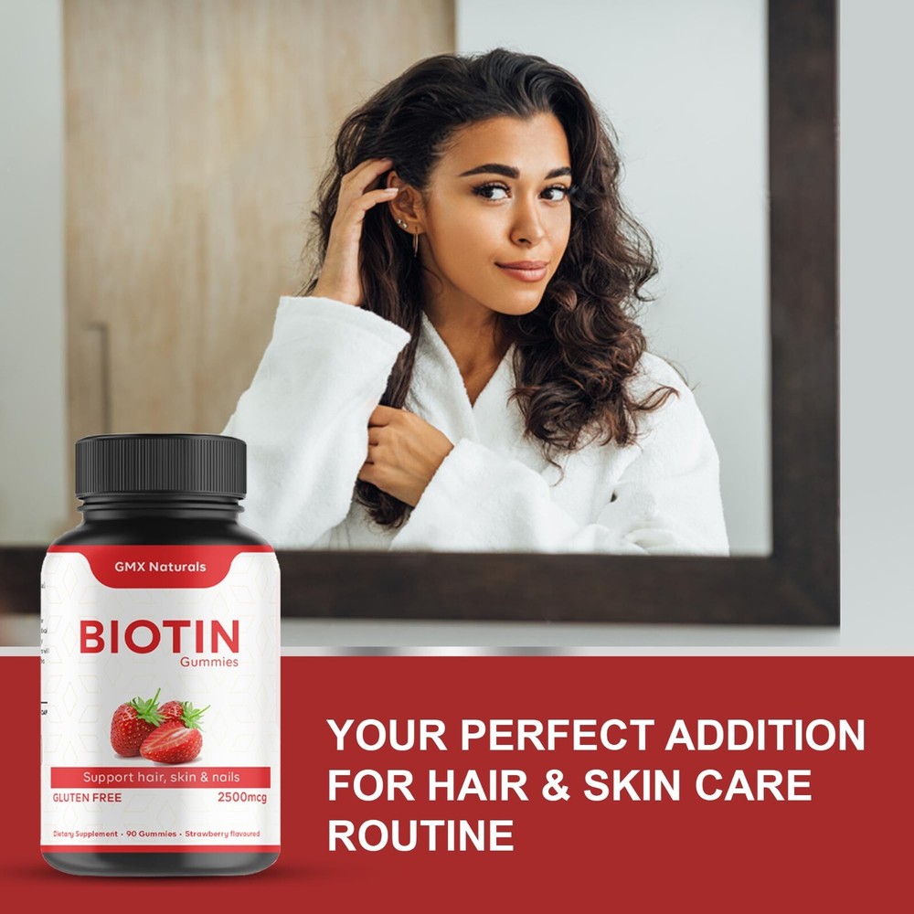 Biotin Gummies 2500mcg – 90 Soft Chews – Premium Biotin Supplement for Hair