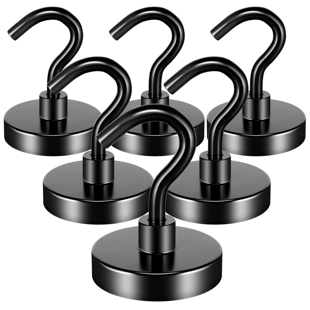 6 Pack 80LBS Heavy Duty Neodymium Magnetic Hooks for Strong Hanging