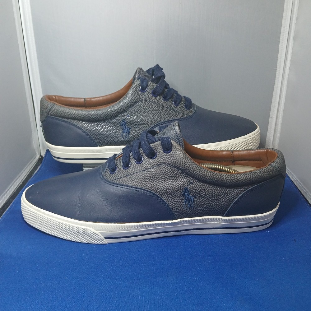 Polo Ralph Lauren Vaughn Saddle Canvas Sneakers Shoes Mens Size 12D Lace Up Blue