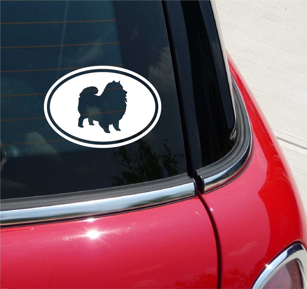 Keeshond Dog Euro Oval Decal Sticker for Car or Wall Single Color