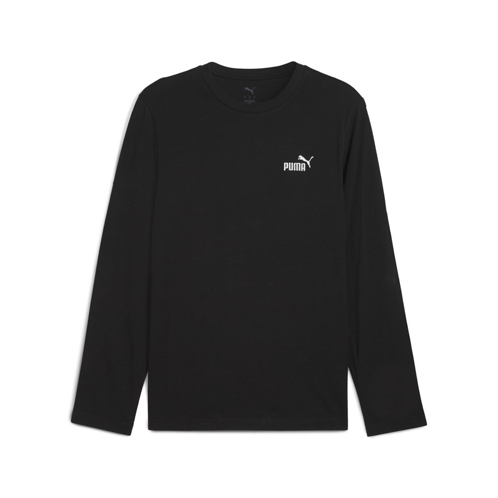 PUMA Essentials Logo Crew Neck Long Sleeve Pullover Shirt Mens Black Casual Tops