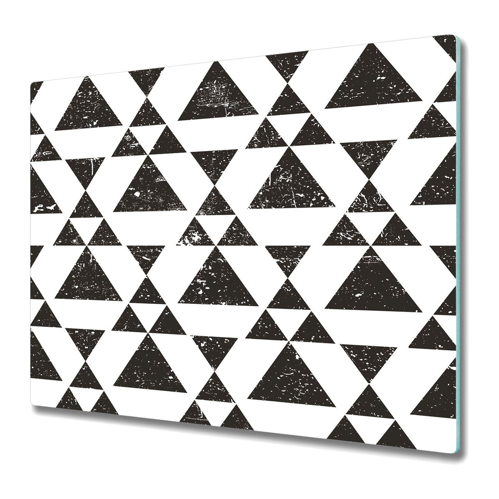 Glass Surface Protector Grunge Triangle Modern Black & White Art 60x52