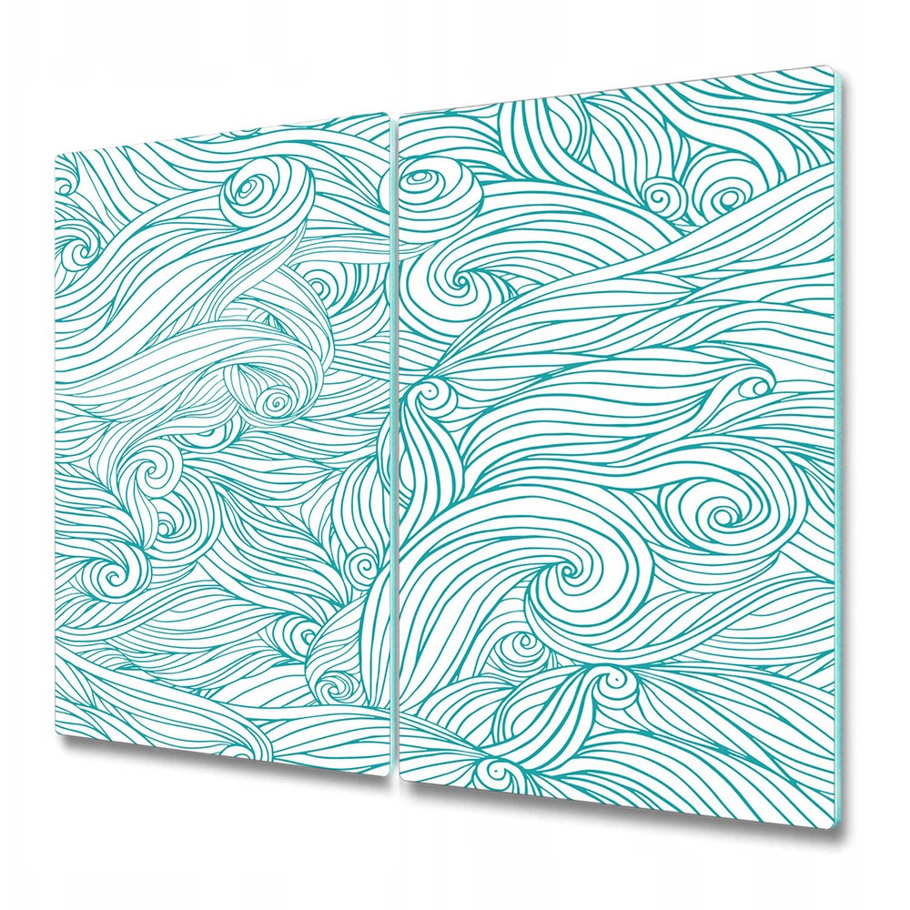 Glass Chopping Board Waves irregular shapes vintage hand-drawn Art 2x30x52