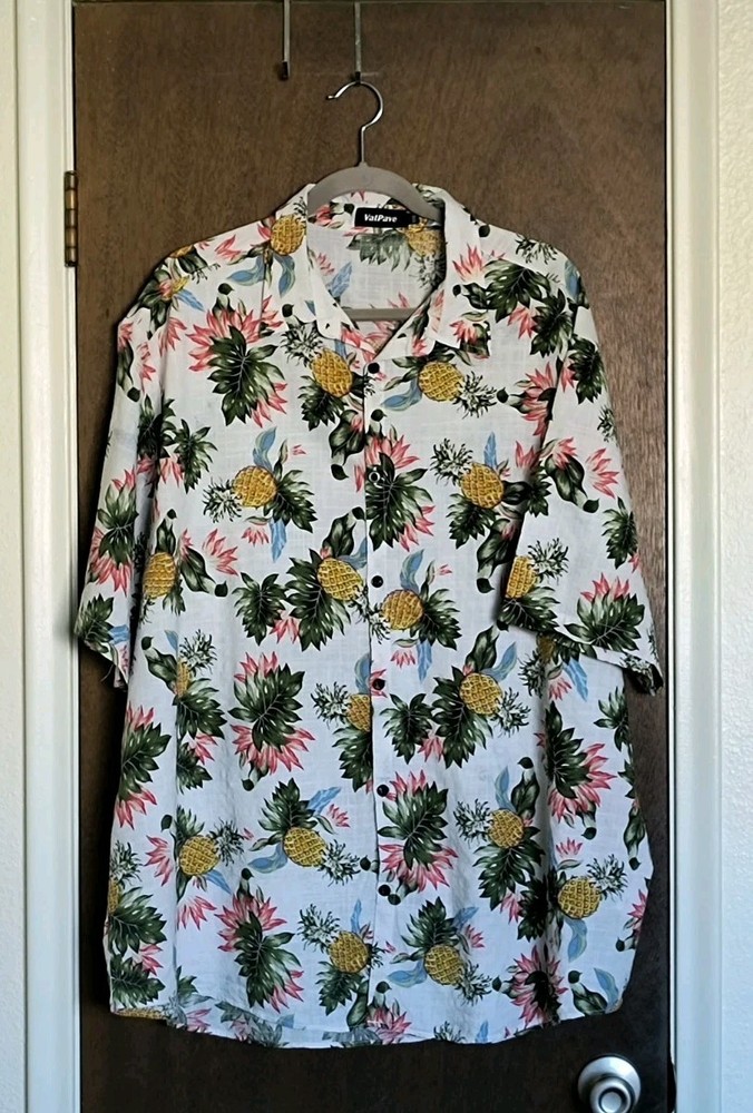 Vatpave Men's 3X Hawaiian Button Up Shirt Pineapple