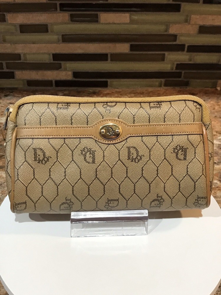 Dior Honeycomb Textured PVC Leather Makeup Pouch  