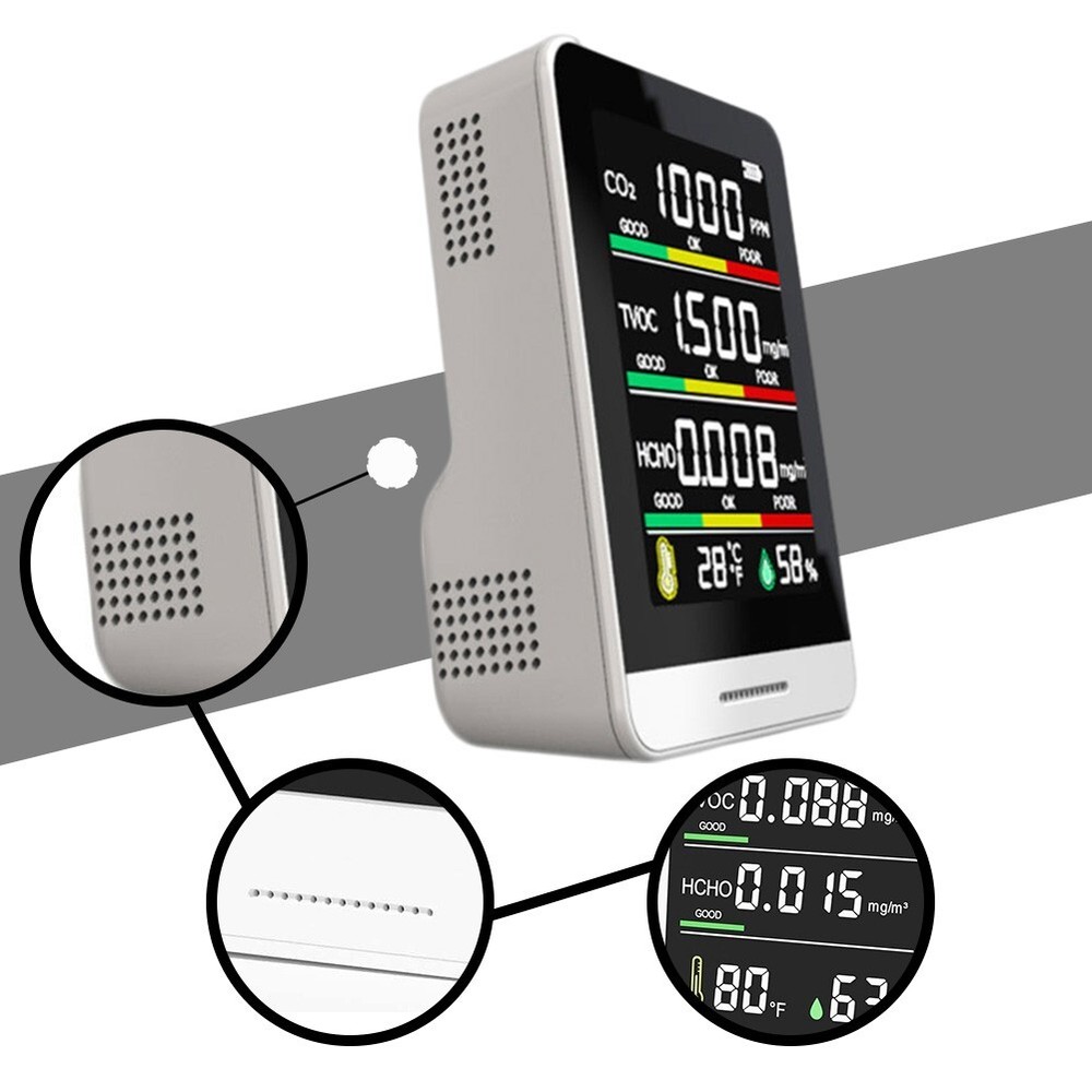 Multi Function Air Quality Analyzer with Temperature and Humidity Features